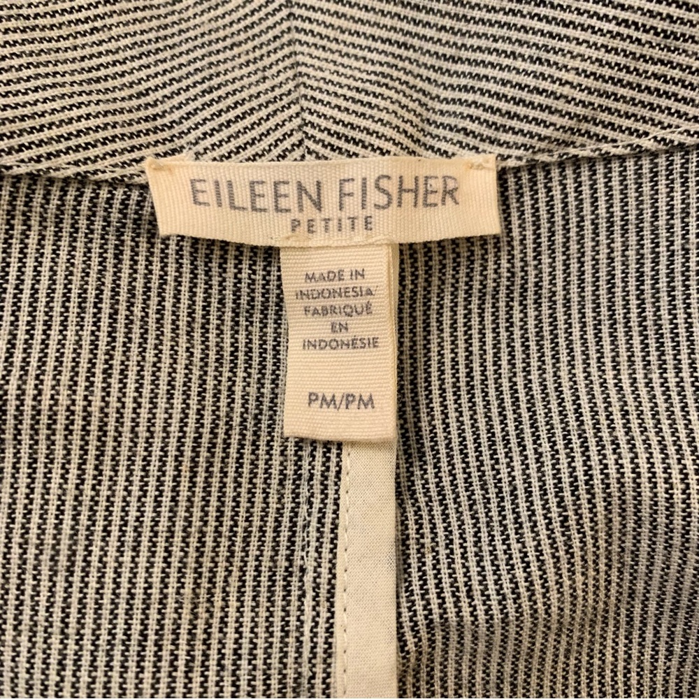 Eileen Fisher Organic Cotton Linen Striped Open Front Blazer and Pant Set Size M - Picture 7 of 9